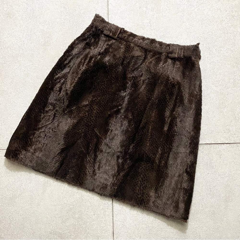 Versace Elegant Brown Faux Fur Skirt